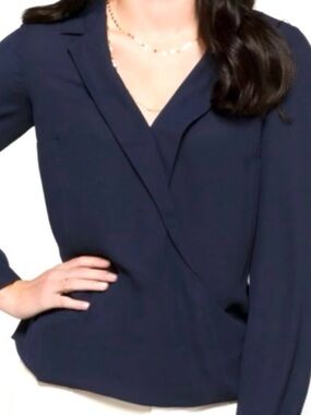 Daniel Rainn Navy Blue Adene Surplice Blouse